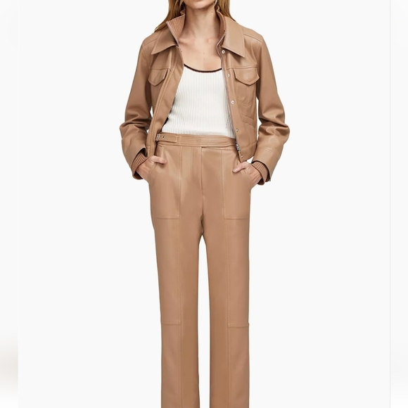 NWT$495 SIMKHAI Becka Boxy Zip-front Vegan Faux Leather Jacket Sz Large - Picture 3 of 15